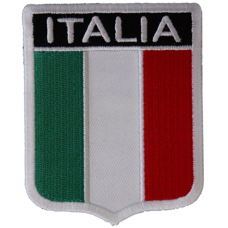 Patch, Embroidered Patch (Iron-On or Sew-On), Italia Shield Flag (Italian), 2.5&#x22; x 3.25&#x22;