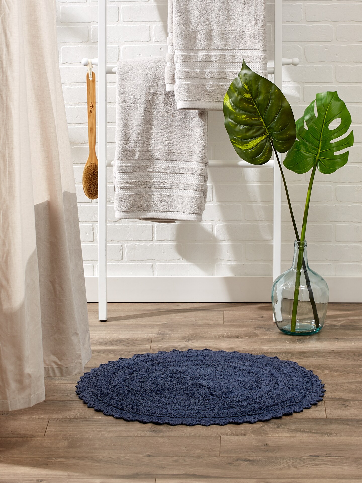 DII French Blue Round Crochet Bath Mat Michaels