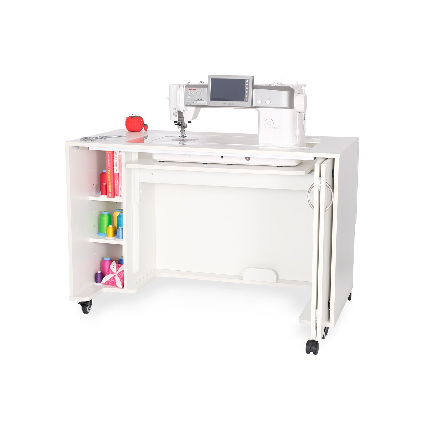 MOD XL Sewing Cabinet with Hydraulic Lift – Large Quilting & Sewing Machine Table with Storage, Expandable Work Surface and Rolling Casters