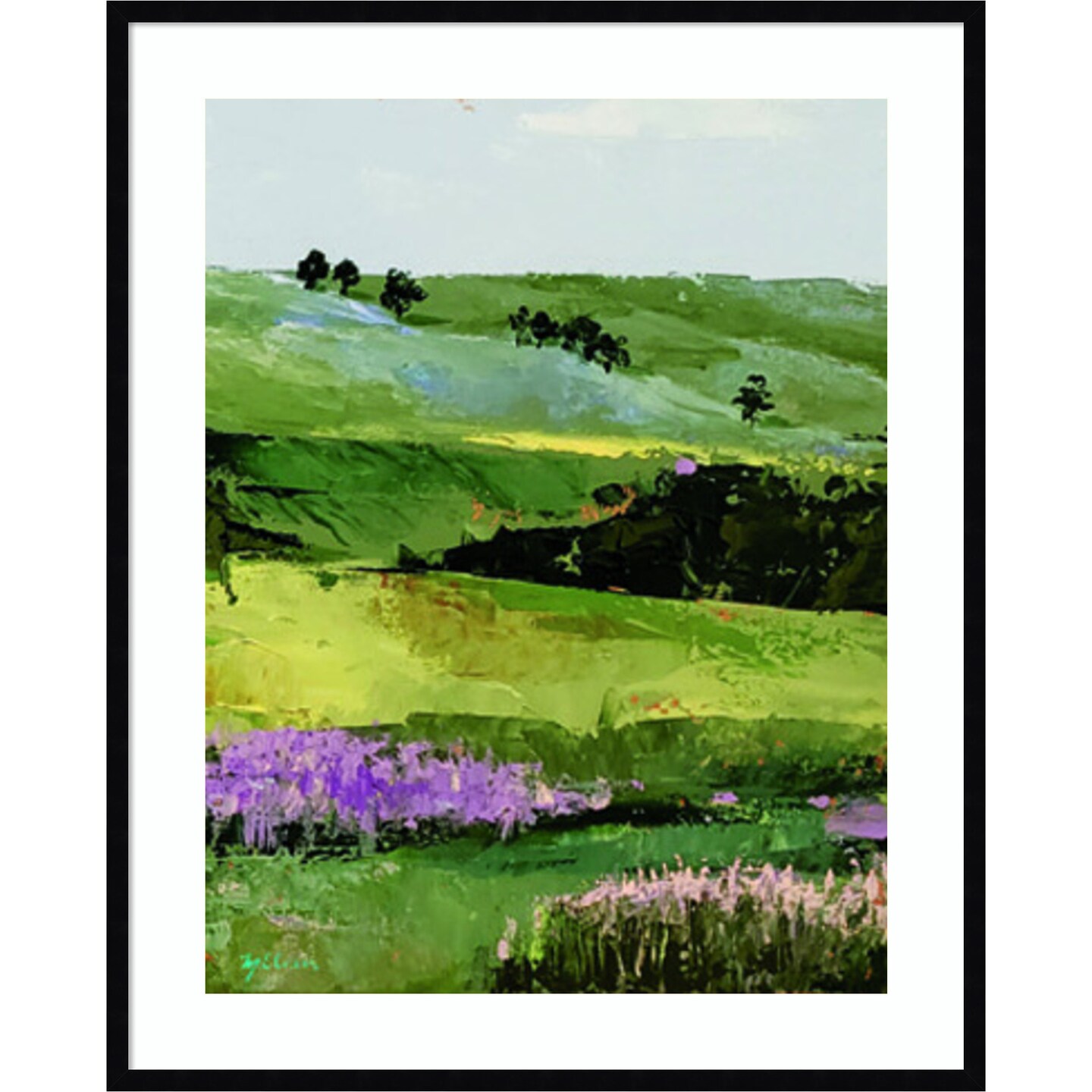 Flower Field portrait II by Marie Elaine Cusson Wood Framed Wall Art Print 33 in. W x 41 in. H