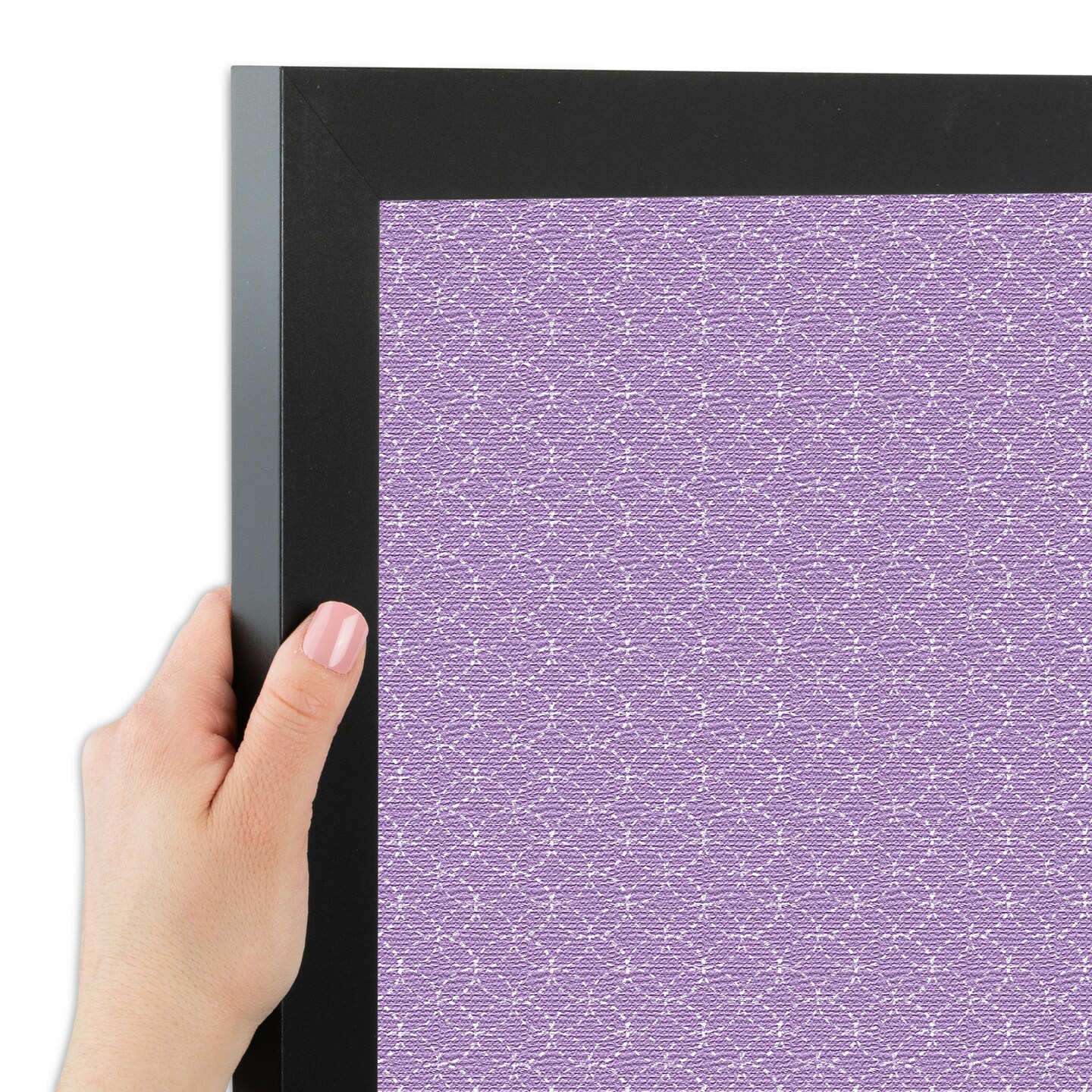 PinPix Custom Bulletin Board Purple Circles Poster Board Has a Fabric Style Canvas Finish, Framed in Satin Black, by ArtToFrames (PinPix-493)