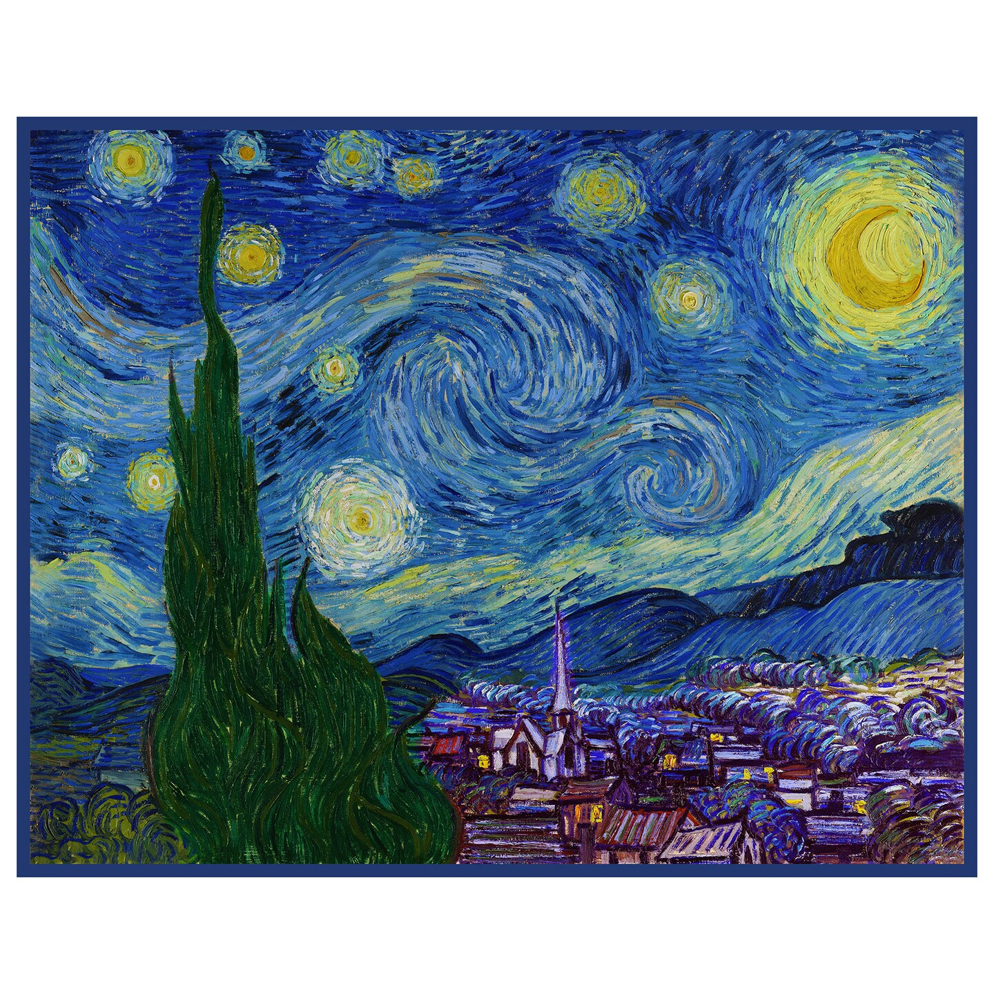 Starry Starry Night inspired by Impressionist Vincent Van Gogh's Painting Counted Cross Stitch Pattern
