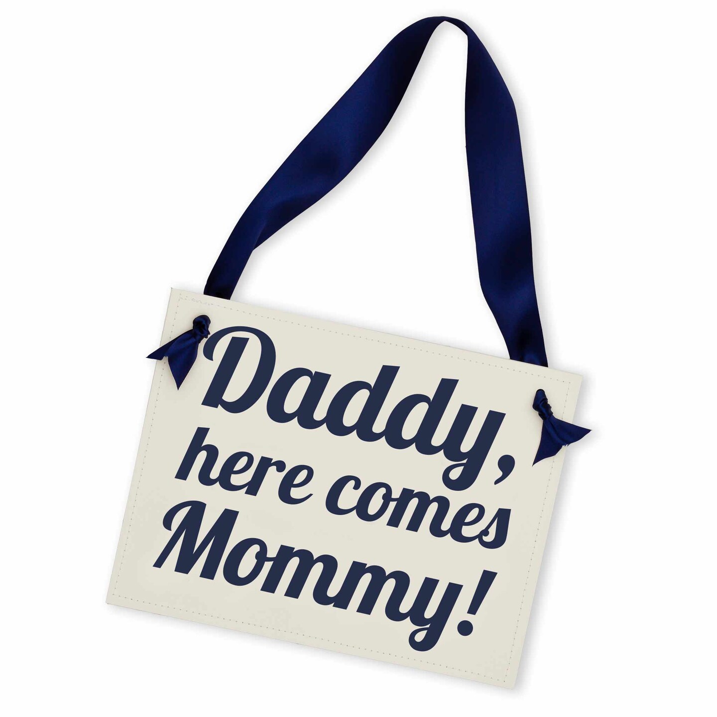 Ritzy Rose Cute Ring Bearer Sign Navy Blue on 11x8in Ivory Linen