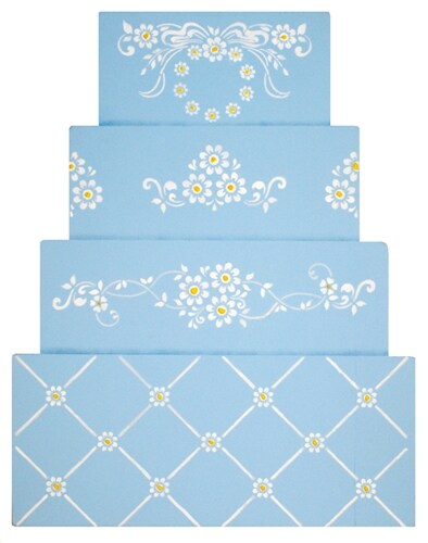 Four Tier Daisy Lattice Cake Stencil Set | C380 by Designer Stencils | Cake Decorating Tools | Baking Stencils for Royal Icing, Airbrush, Dusting Powder | Reusable Plastic Food Grade Stencil for Cakes | Easy to Use &#x26; Clean Cake Stencil
