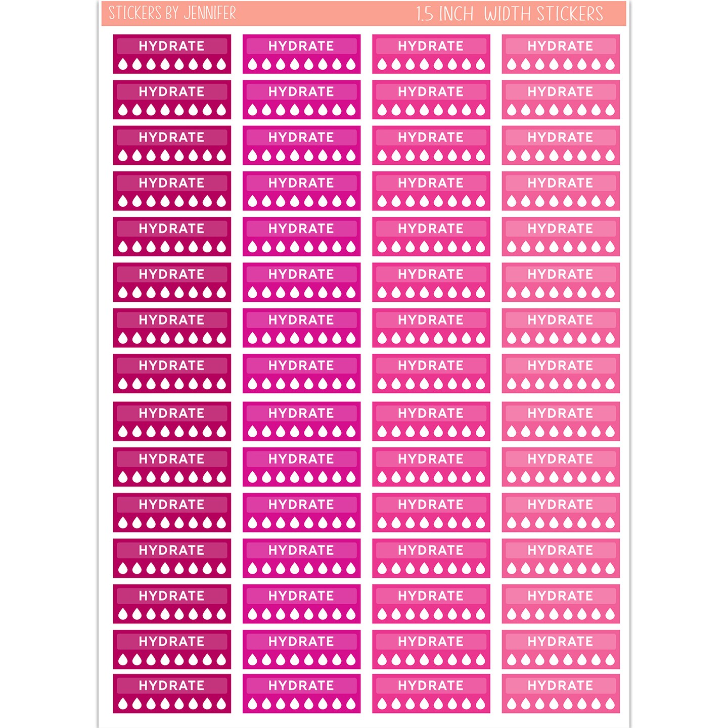 1.5 inch width Hydrate Planner Sticker Labels 016 Scrapbooking Kids DIY