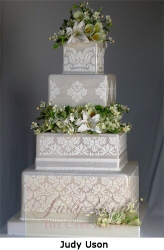 Martha Stewart&#x27;s Five Tier Damask Cake Stencil Set | C406 by Designer Stencils | Cake Decorating Tools | Baking Stencils for Royal Icing, Airbrush, Dusting Powder | Reusable Plastic Food Grade Stencil for Cakes | Easy to Use &#x26; Clean Cake Stencil