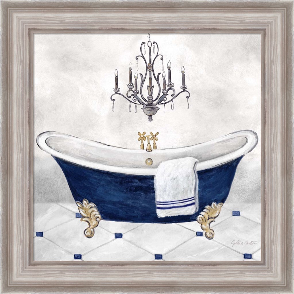 Navy Blue Bath II by Cynthia Coulter 20" x 20" Framed Wall Art Framed