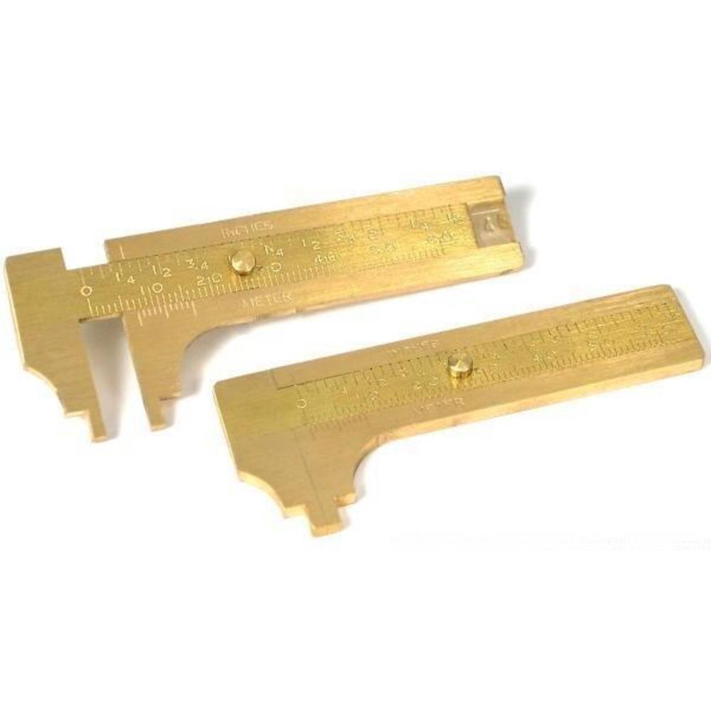 2 Sliding Brass Gauges Inches &#x26; Millimeters 100mm 4&#x22; Jewelers Tools Measuring