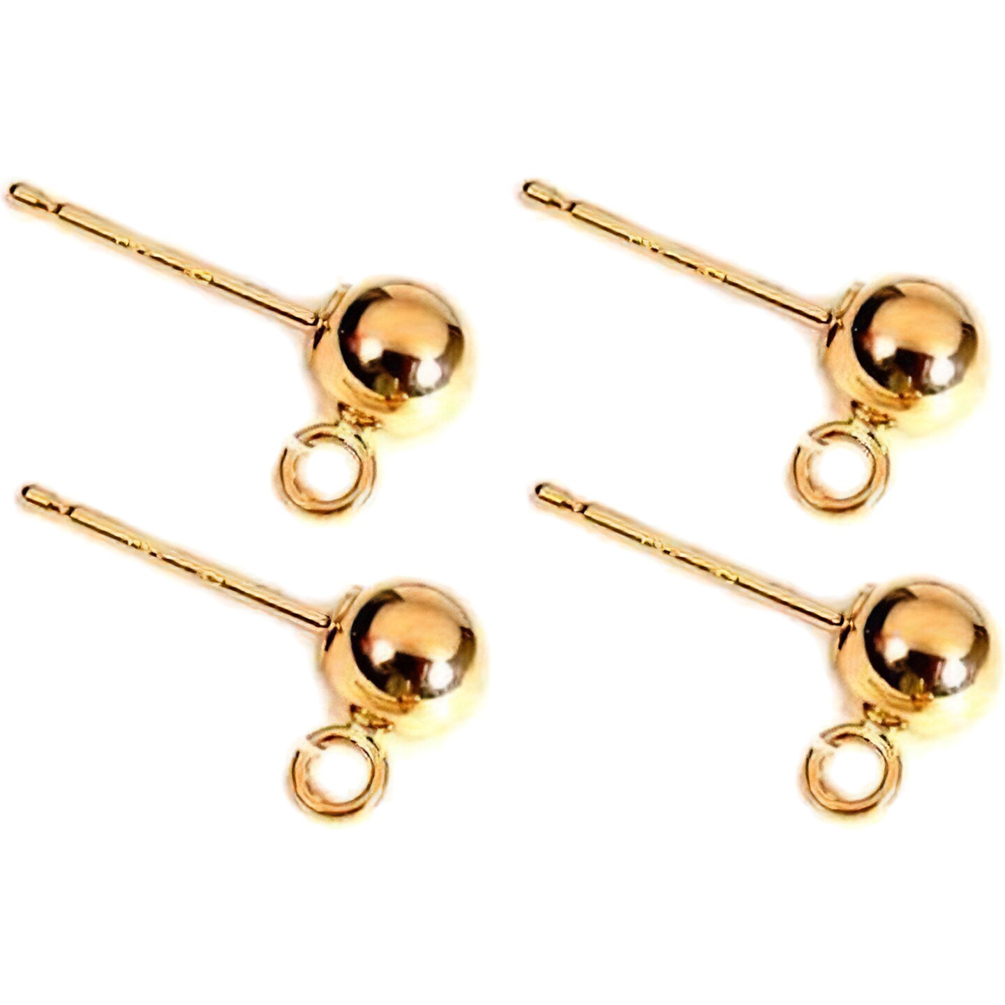 Ball Stud Earrings 4mm 14K Yellow Gold