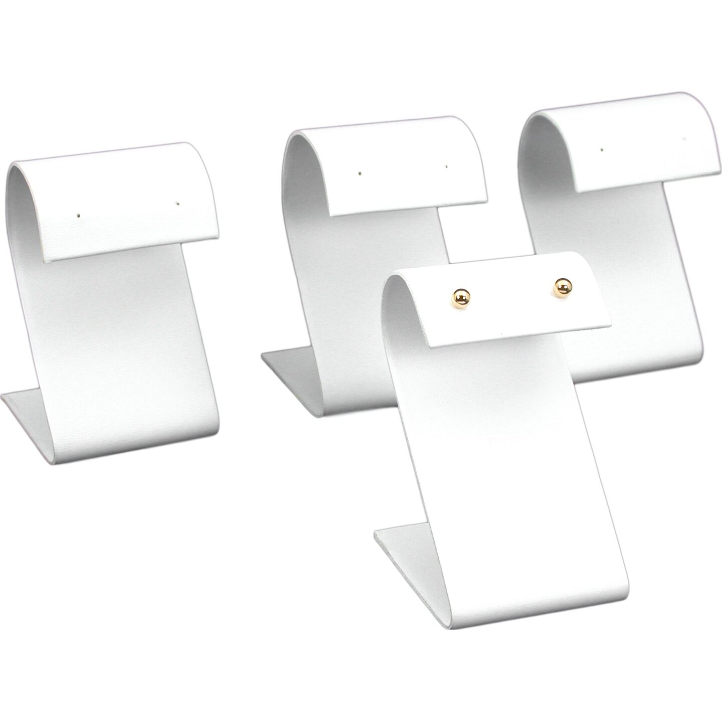 4 White Leather Earring Display Stands Jewelry 3.25&#x22;