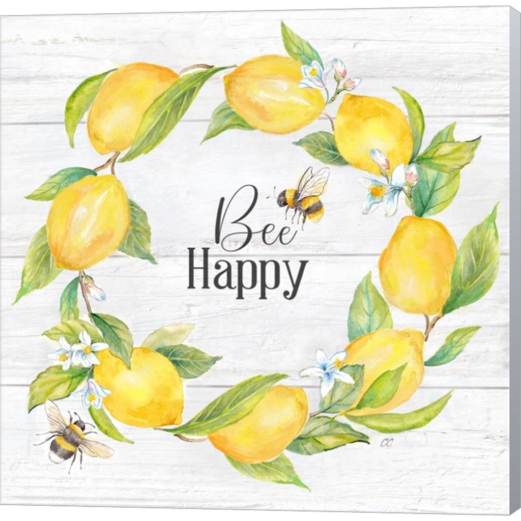 Lemons & Bees Sentiment II By Cynthia Coulter 12" X 12" Canvas Wall Art ...