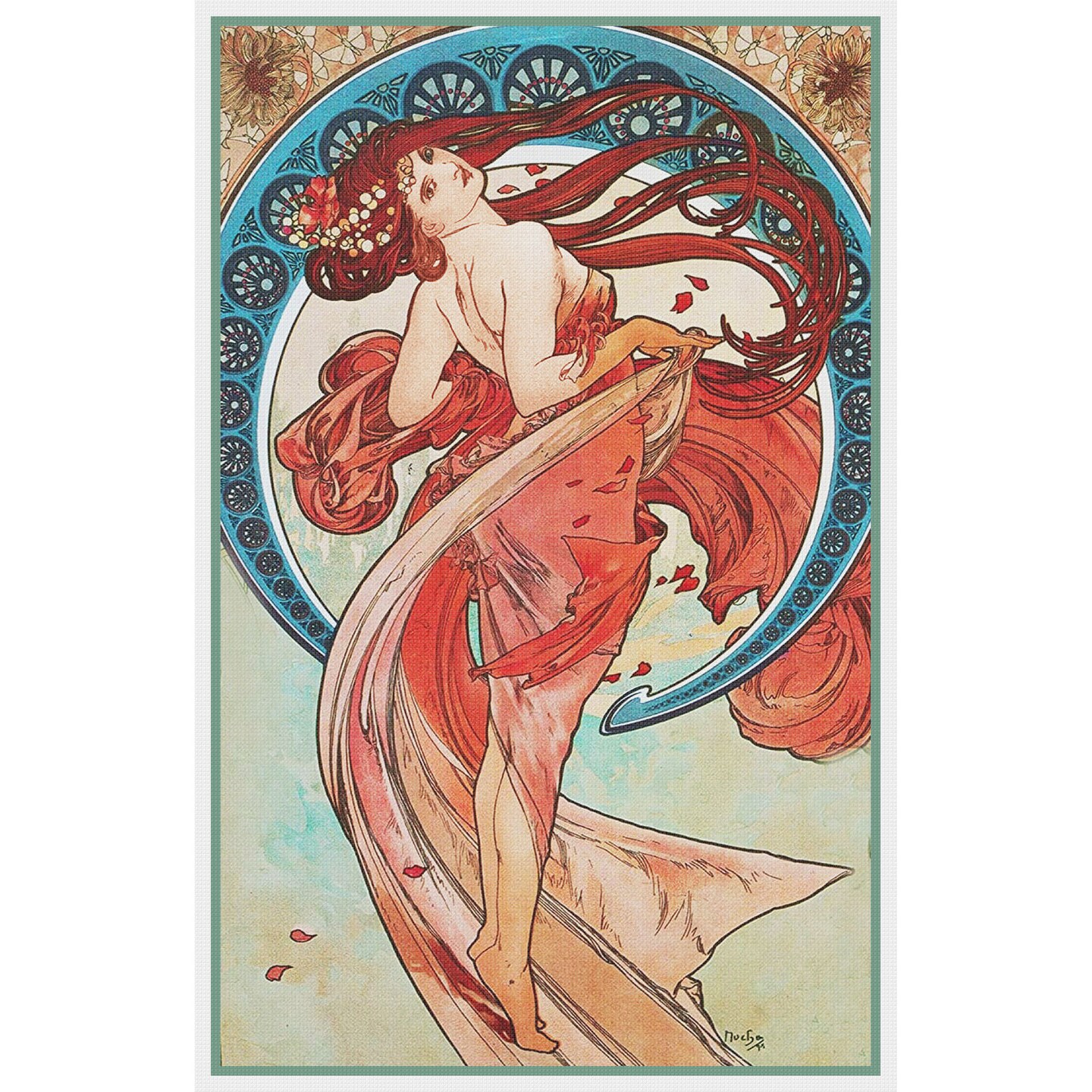 Art Nouveau Alphonse Mucha's Dancer Poster Counted Cross Stitch Chart Pattern