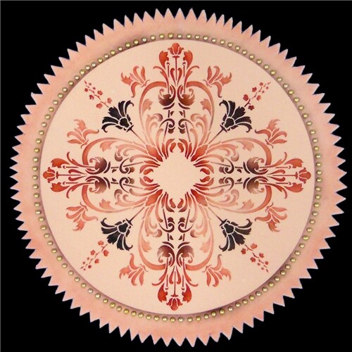 Medium Turn of the Century Medallion Cake Stencil | C332M by Designer Stencils | Cake Decorating Tools | Baking Stencils for Royal Icing, Airbrush, Dusting Powder | Reusable Plastic Food Grade Stencil for Cakes | Easy to Use &#x26; Clean Cake Stencil
