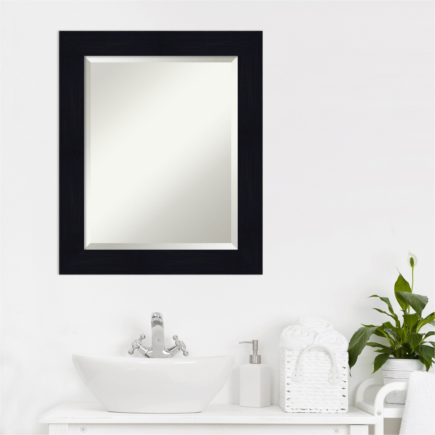 Beveled Wood Bathroom Wall Mirror, Shiplap Frame