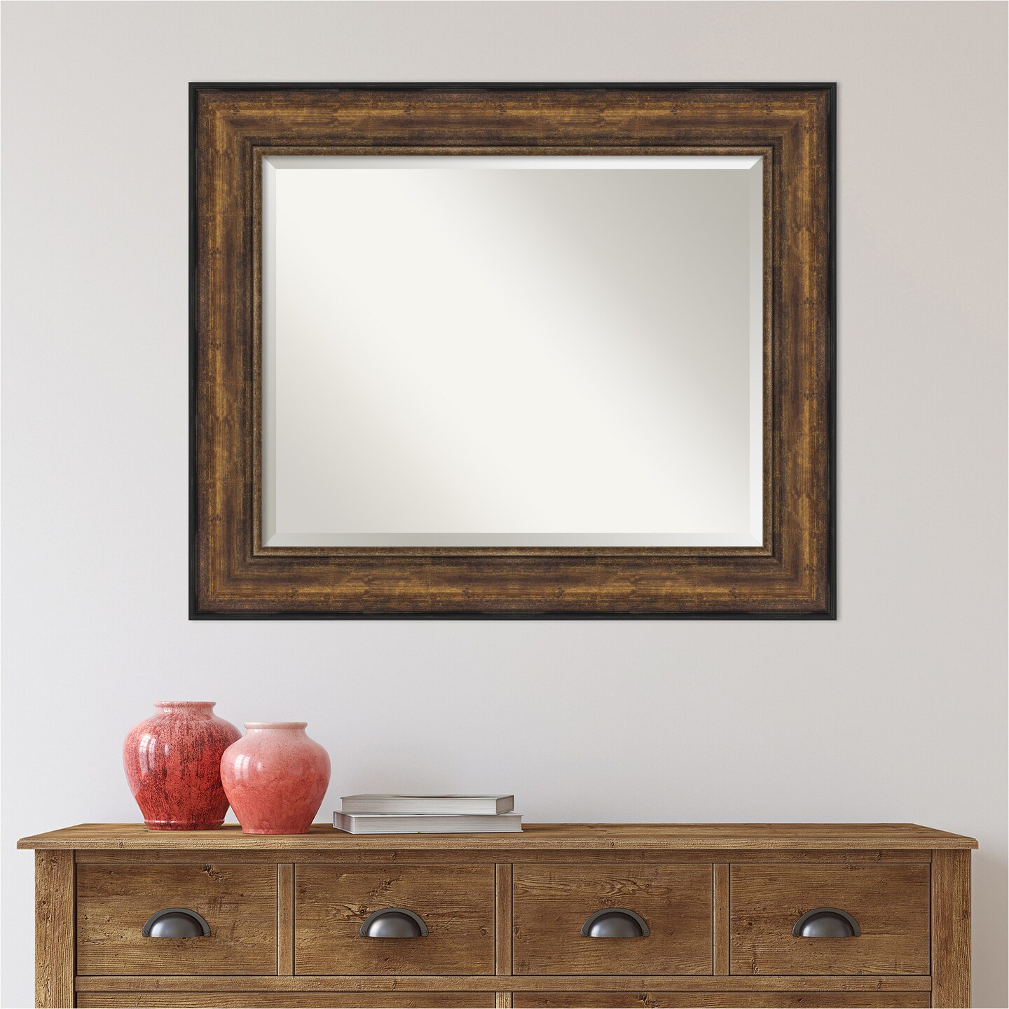 Beveled Bathroom Wall Mirror, Ballroom Bronze Frame