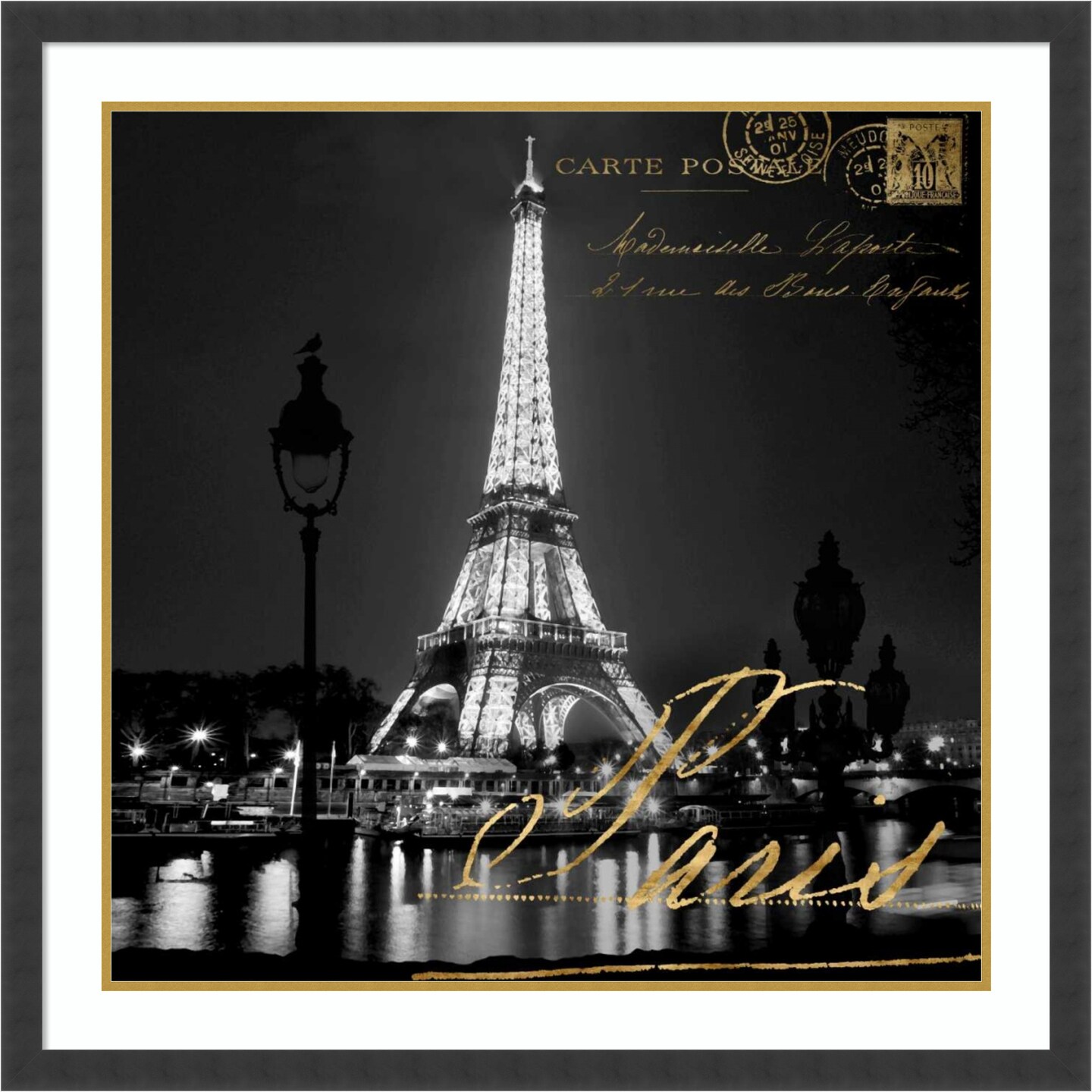 Paris At Night by Kate Carrigan Wood Framed Wall Art Print 34 in. W x 34 in. H Michaels