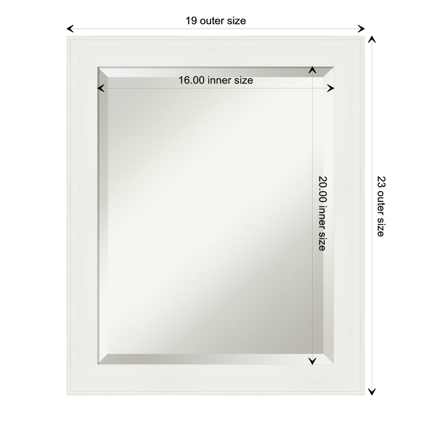 Beveled Bathroom Wall Mirror, Vanity White Narrow Frame