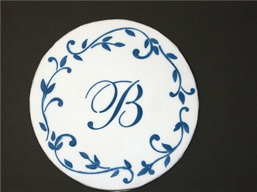 2.25-Inch Large Script Cake Stencil | C111 by Designer Stencils | Cake Decorating Tools | Baking Stencils for Royal Icing, Airbrush, Dusting Powder | Reusable Plastic Food Grade Stencil for Cakes | Easy to Use & Clean Cake Stencil