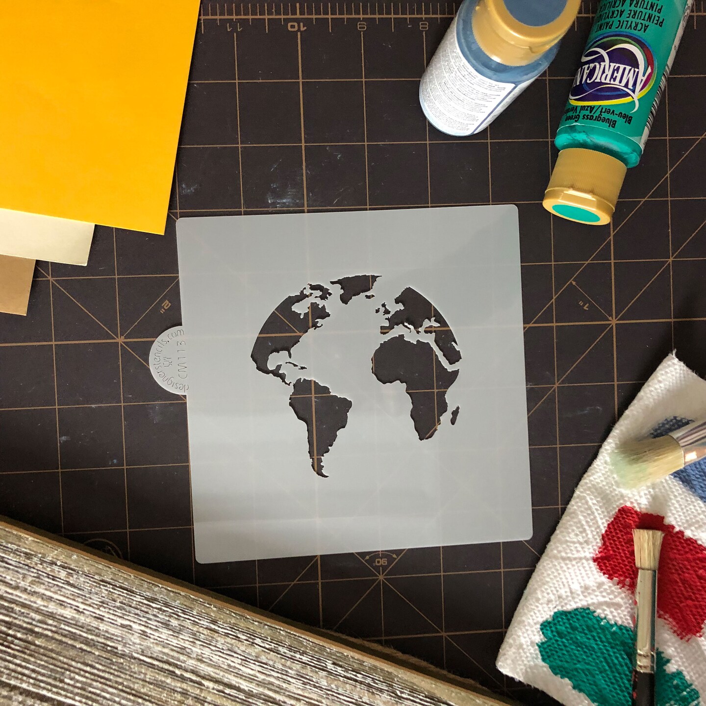 World Map (Globe) Cookie & Craft Stencil | CM113 By Designer Stencils | Cookie Decorating Tools | Baking Stencils for Royal Icing, Airbrush, Dusting Powder | Craft Stencils for Canvas, Paper, Wood | Reusable Food Grade Stencil