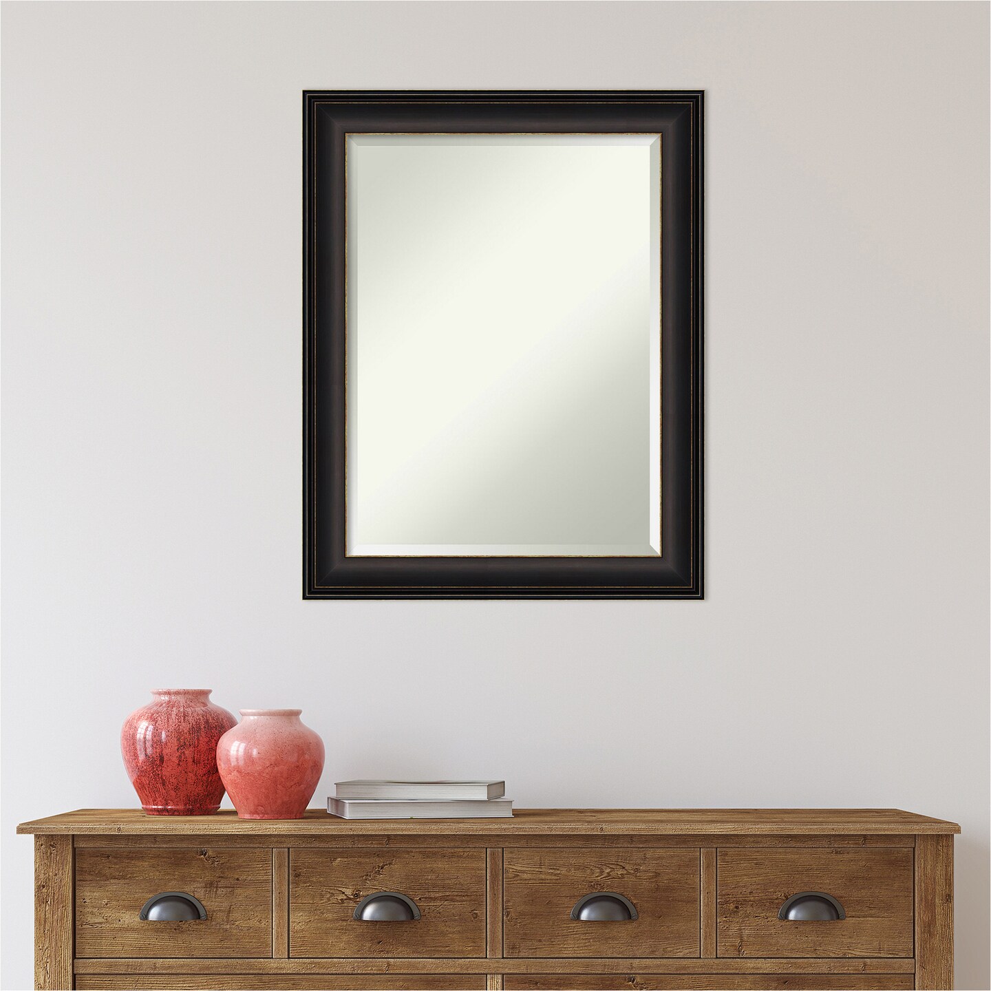 Beveled Bathroom Wall Mirror, Trio Oil Rubbed Bronze Frame