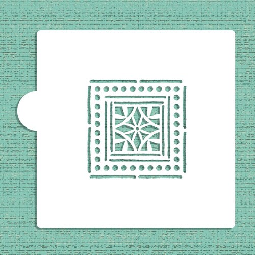 Matisse Tile Cookie &#x26; Craft Stencil | CM012 by Designer Stencils | Cookie Decorating Tools | Baking Stencils for Royal Icing, Airbrush, Dusting Powder | Craft Stencils for Canvas, Paper, Wood | Reusable Food Grade Stencil