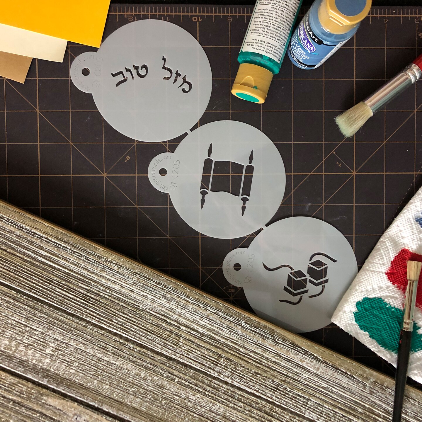 Bar Mitzvah Cookie Stencils: Torah, Mazel Tov (Hebrew), Tefilli | C205 by Designer Stencils |