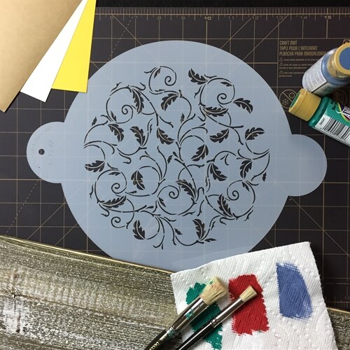 Oak Leaf Cake Stencil Top | C131 by Designer Stencils | Cake Decorating Tools | Baking Stencils for Royal Icing, Airbrush, Dusting Powder | Reusable Plastic Food Grade Stencil for Cakes | Easy to Use & Clean Cake Stencil