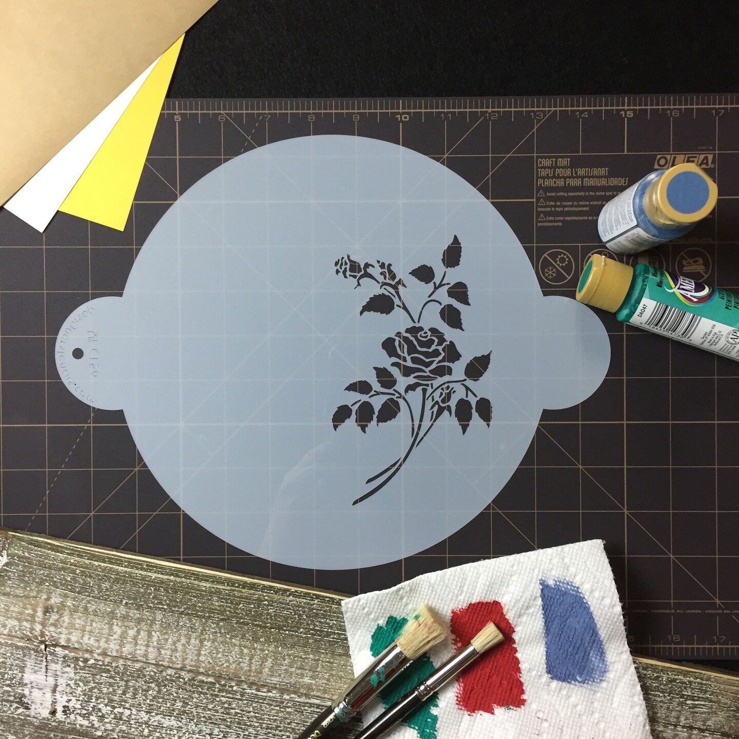 Rose Spray Cake Stencil | C156 by Designer Stencils | Cake Decorating Tools | Baking Stencils for Royal Icing, Airbrush, Dusting Powder | Reusable Plastic Food Grade Stencil for Cakes | Easy to Use & Clean Cake Stencil