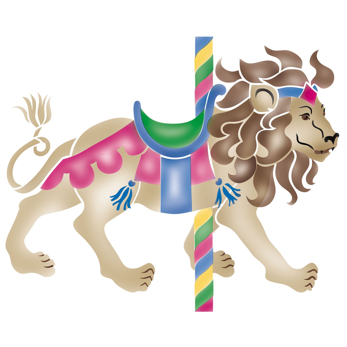 Carousel Lion Wall Stencil | 1686 by Designer Stencils | Reusable Art Craft Stencils for Painting on Walls, Canvas, Wood | Reusable Plastic Paint Stencil for Home Makeover | Easy to Use &#x26; Clean Art Stencil