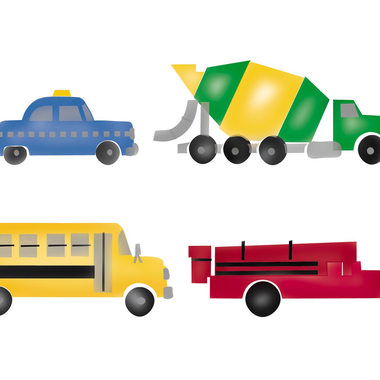 Large Truck, Bus, Fire Engine and Police Car Wall Stencil | 098B by Designer Stencils | Reusable Art Craft Stencils for Painting on Walls, Canvas, Wood | Reusable Plastic Paint Stencil for Home Makeover | Easy to Use &#x26; Clean Art Stencil