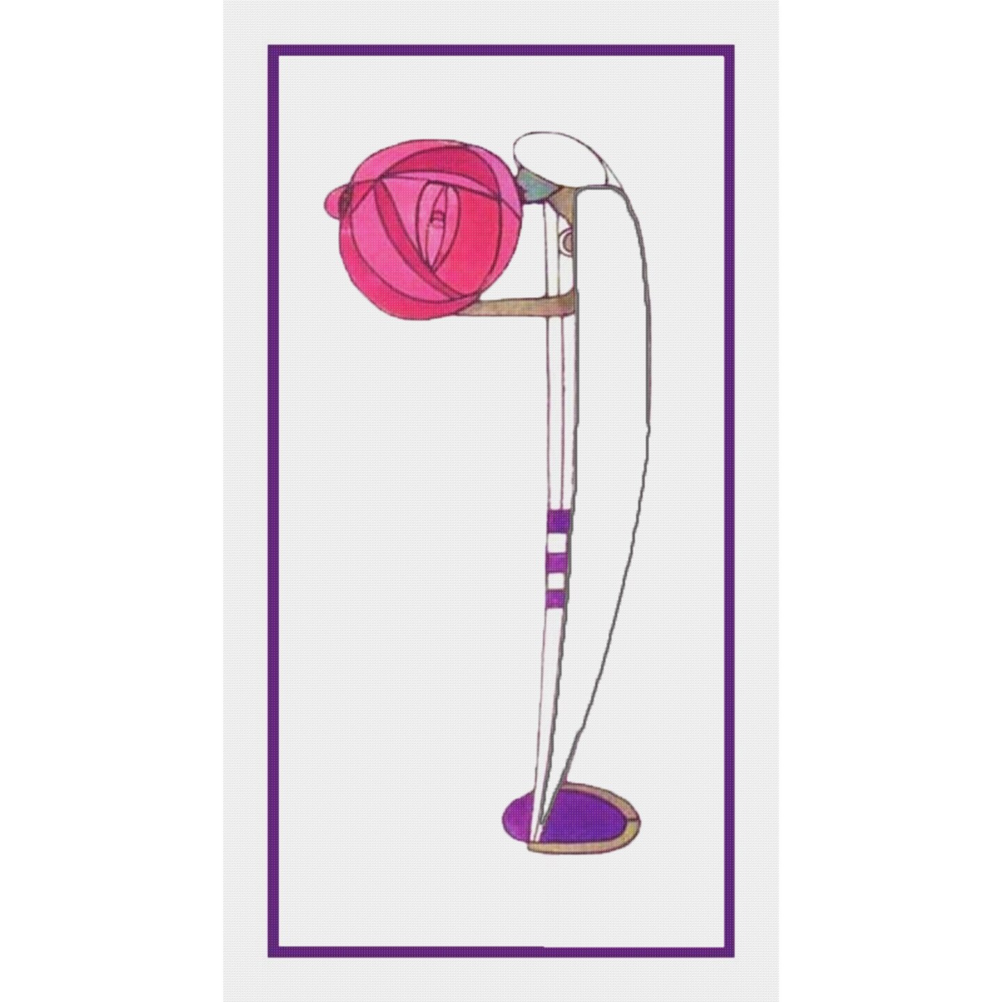 Art Nouveau Charles Rennie Mackintosh Pink Rose Counted Cross Stitch Pattern