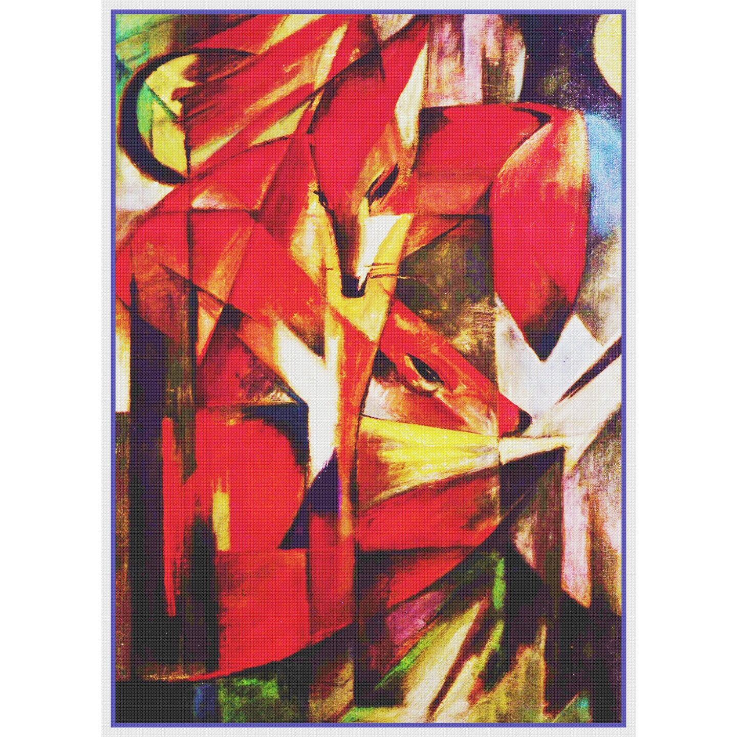 The Red Foxes by Expressionist Artist Franz Marc Counted Cross Stitch Pattern