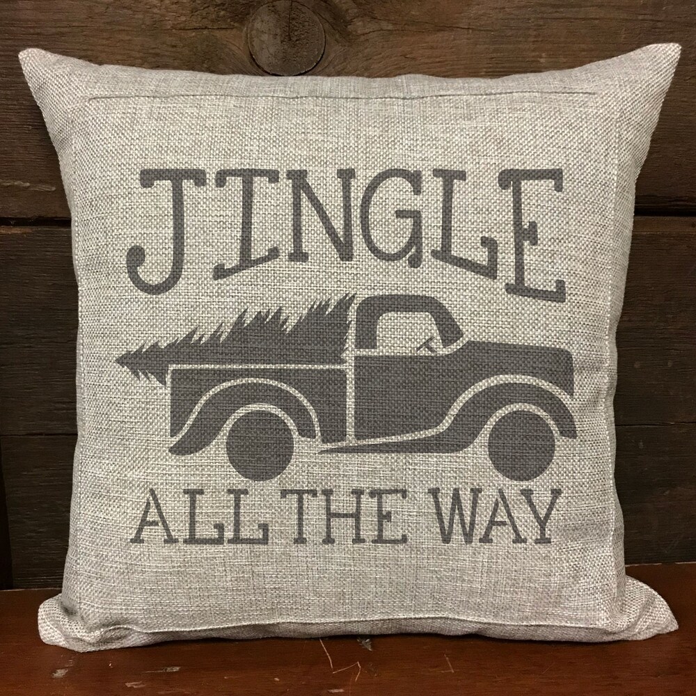 Jingle All the Way Vintage Truck &#x26; Tree Embossing 12 x 12 Stencil | FS095 by Designer Stencils | Word &#x26; Phrase Stencils | Reusable Stencils for Painting on Wood, Wall, Tile, Canvas, Paper, Fabric, Furniture, Floor | Stencil for Home Makeover