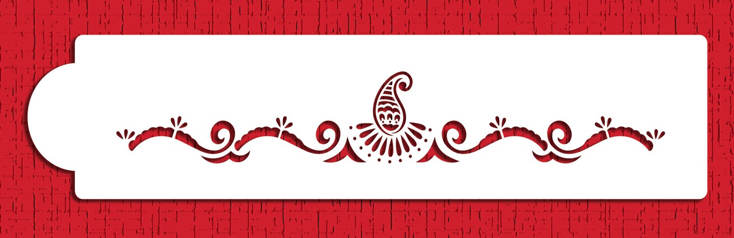 Mehndi Cake Stencil Tier #3 | C392 by Designer Stencils | Cake Decorating Tools | Baking Stencils for Royal Icing, Airbrush, Dusting Powder | Reusable Plastic Food Grade Stencil for Cakes | Easy to Use & Clean Cake Stencil