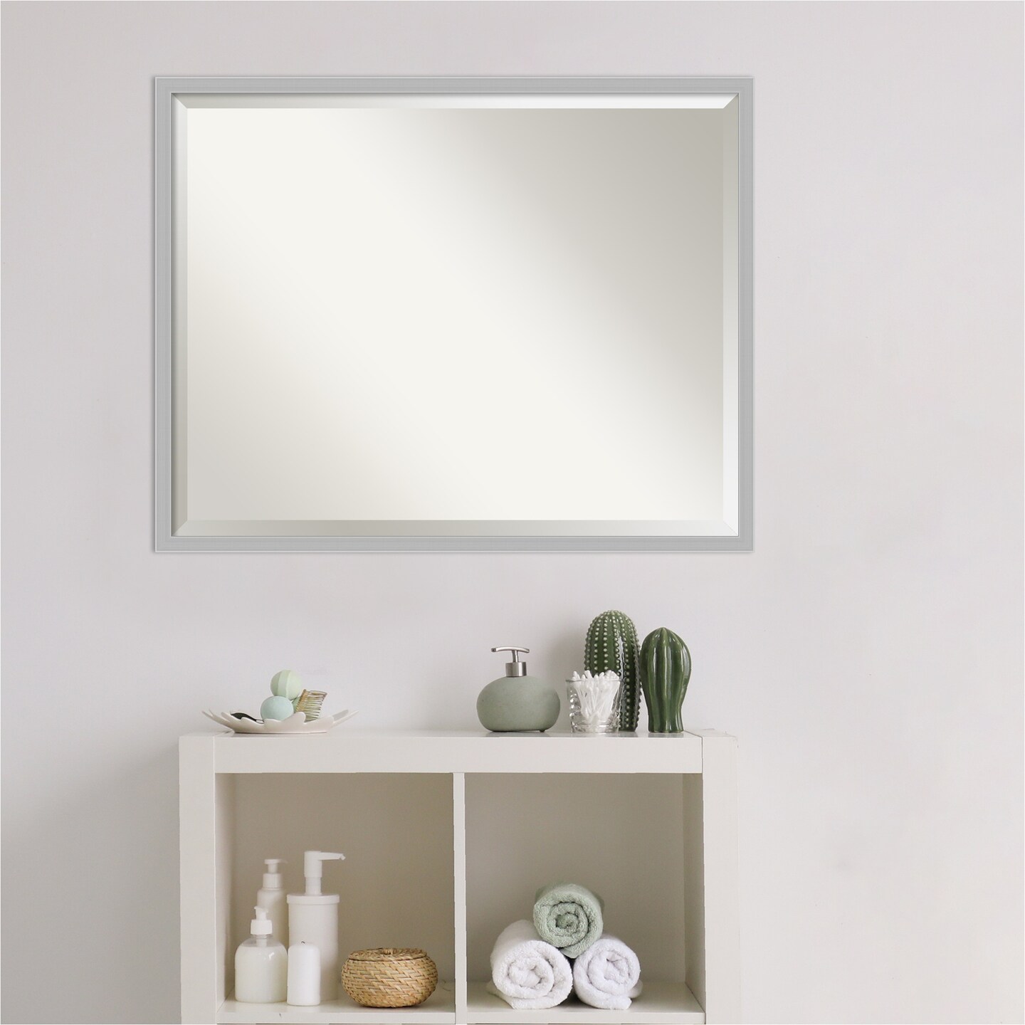 Beveled Bathroom Wall Mirror, Hera Chrome Frame