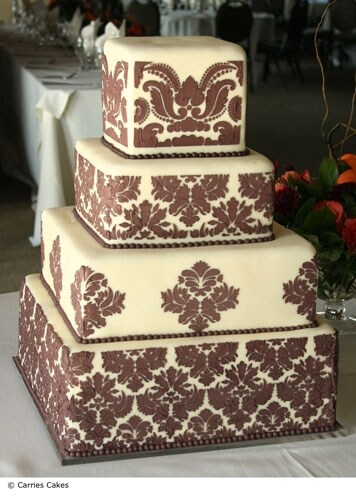 Damask Cake Stencil Tier #5 | C405 by Designer Stencils | Cake Decorating Tools | Baking Stencils for Royal Icing, Airbrush, Dusting Powder | Reusable Plastic Food Grade Stencil for Cakes | Easy to Use & Clean Cake Stencil