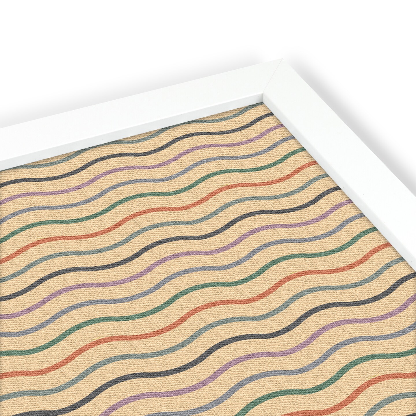 PinPix Custom Bulletin Board Multi Color Waves Poster Board Has a Fabric Style Canvas Finish, Framed in Satin White Frame, by ArtToFrames (PinPix-565)