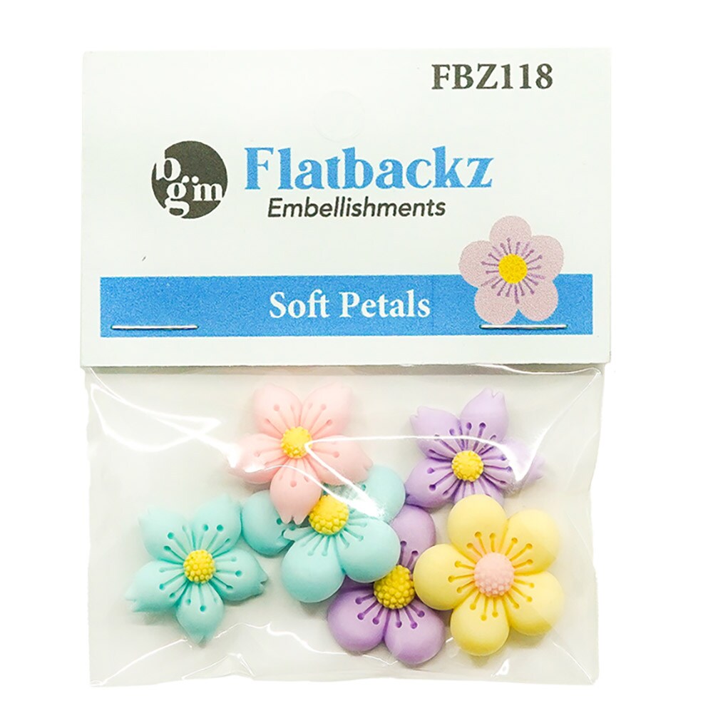 Buttons Galore Flatback Embellishments for Crafts - Soft Petals - 18 Pieces