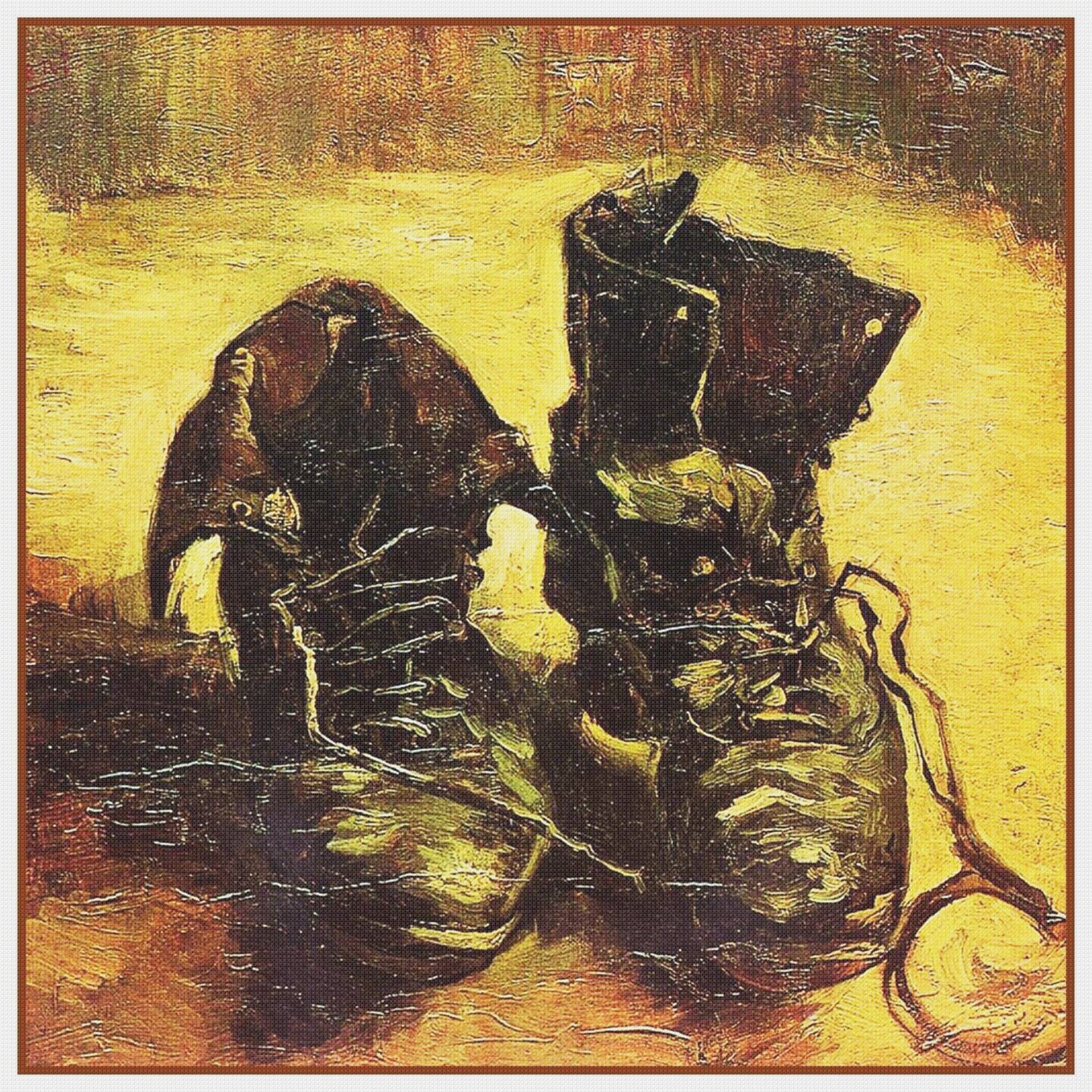 a Pair of Work Boots by Vincent Van Gogh Counted Cross Stitch Pattern
