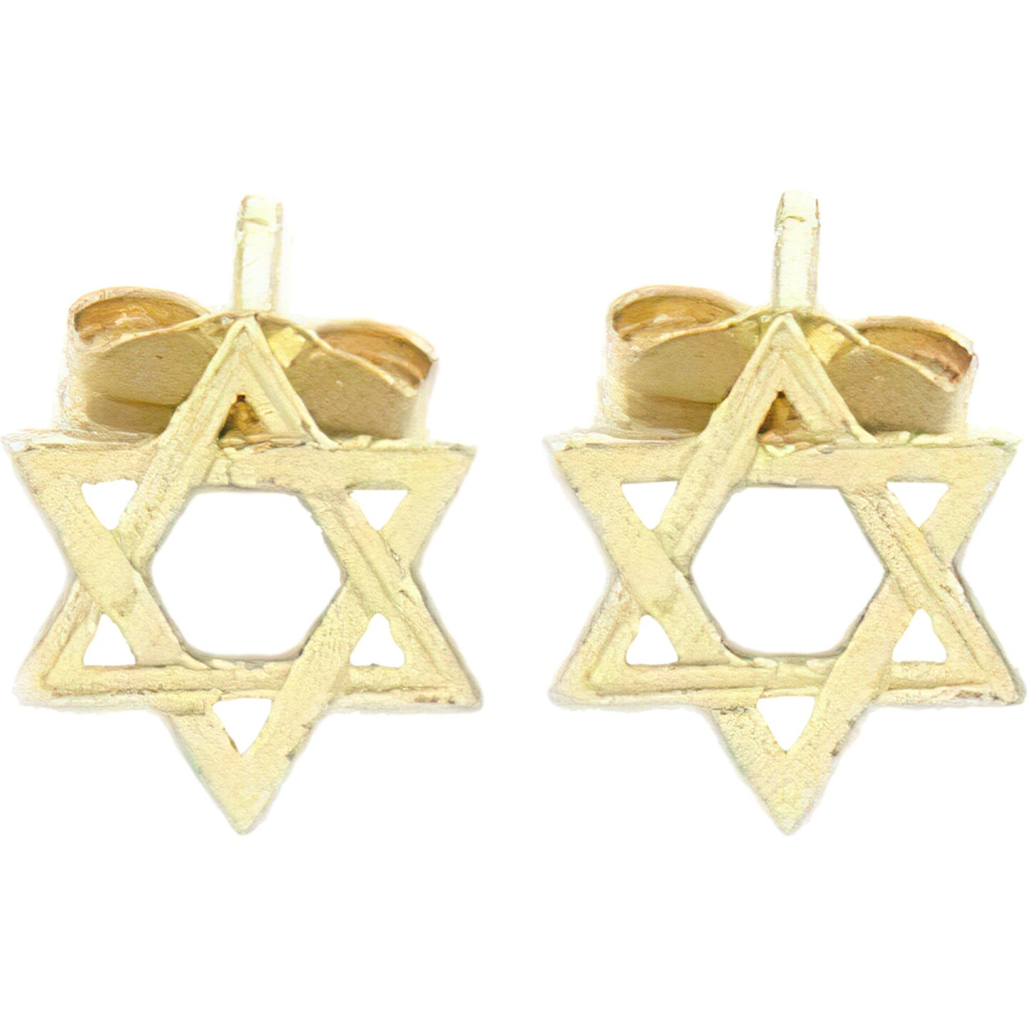 14K Yellow Gold Star of David Earrings with Bow Tie Jewelry Gift box