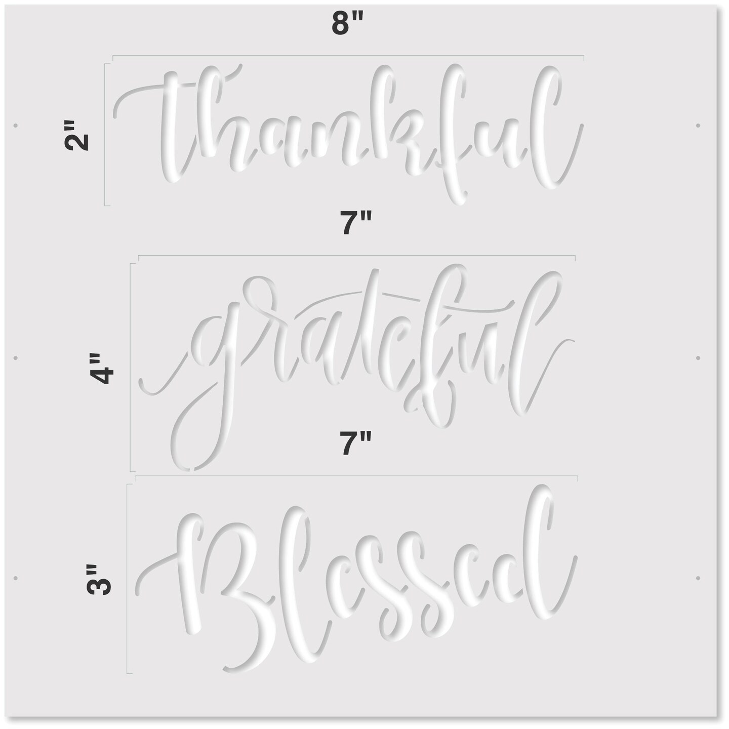 Thankful, Grateful, Blessed Embossing 12 x 12 Stencil | FS021 by Designer Stencils | Word &#x26; Phrase Stencils | Reusable Stencils for Painting on Wood, Wall, Tile, Canvas, Paper, Fabric, Furniture, Floor | Stencil for Home Makeover