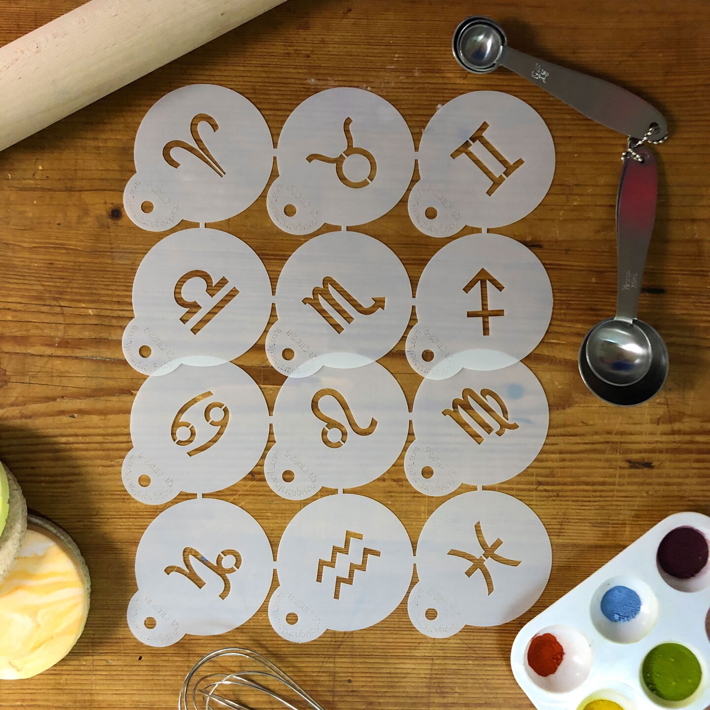 Astrological Zodiac Signs Cookie Stencil Set | C1022 by Designer Stencils | Cookie Decorating Tools | Baking Stencils for Royal Icing, Airbrush, Dusting Powder | Reusable Plastic Food Grade Stencil for Cookies | Easy to Use &#x26; Clean Cookie Stencil