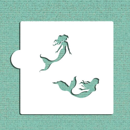 Mermaids Cookie &#x26; Craft Stencil | CM069 by Designer Stencils | Cookie Decorating Tools | Baking Stencils for Royal Icing, Airbrush, Dusting Powder | Craft Stencils for Canvas, Paper, Wood | Reusable Food Grade Stencil