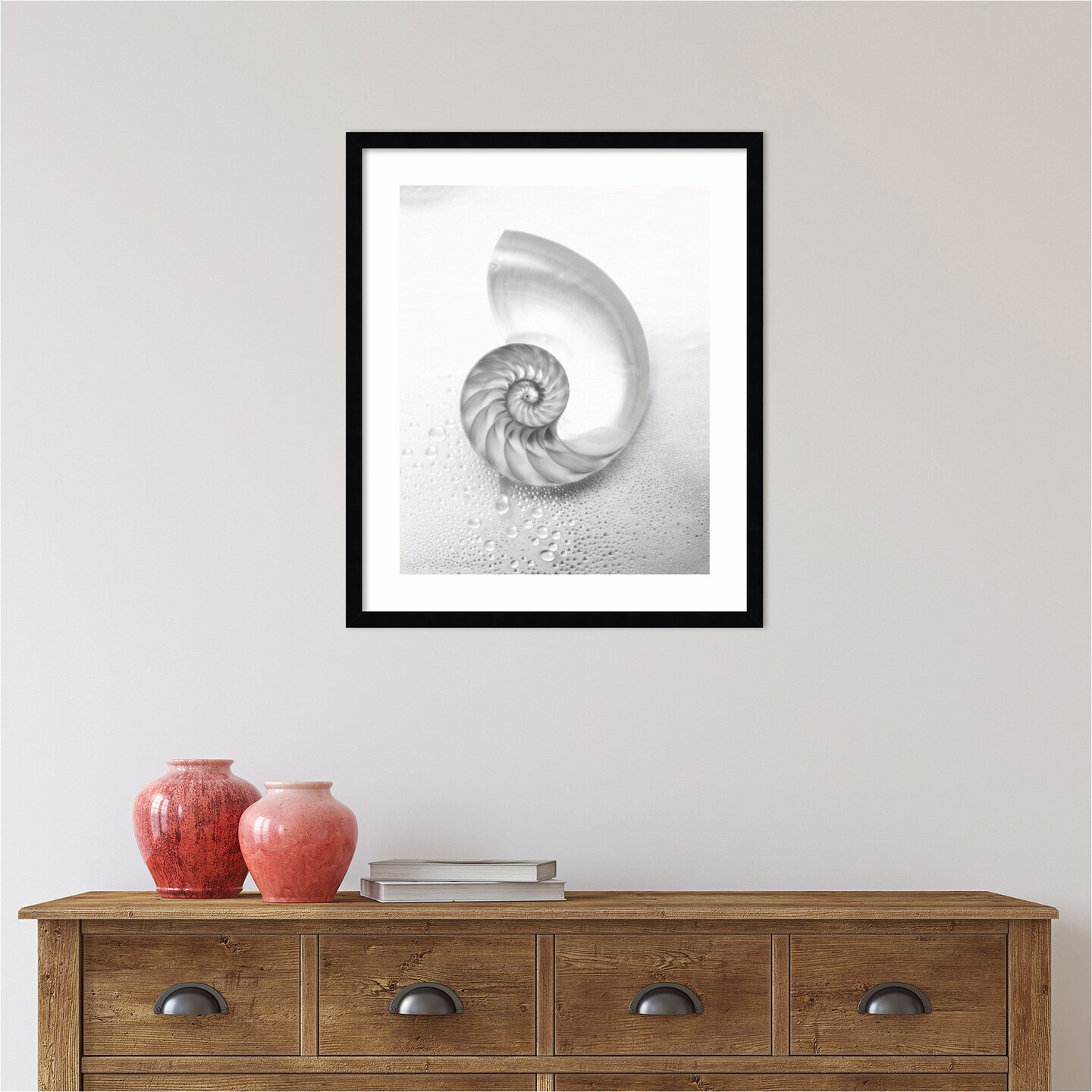 Pearl Nautilus Shell Cut In Half Showing Chambers by Design Pics Danita Delimont Wood Framed Wall Art Print