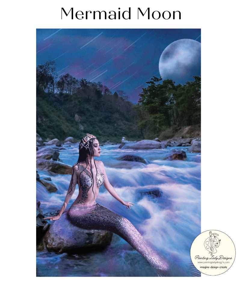 Mermaid Moon Decoupage and Mixed Media Papers  24x36 inches