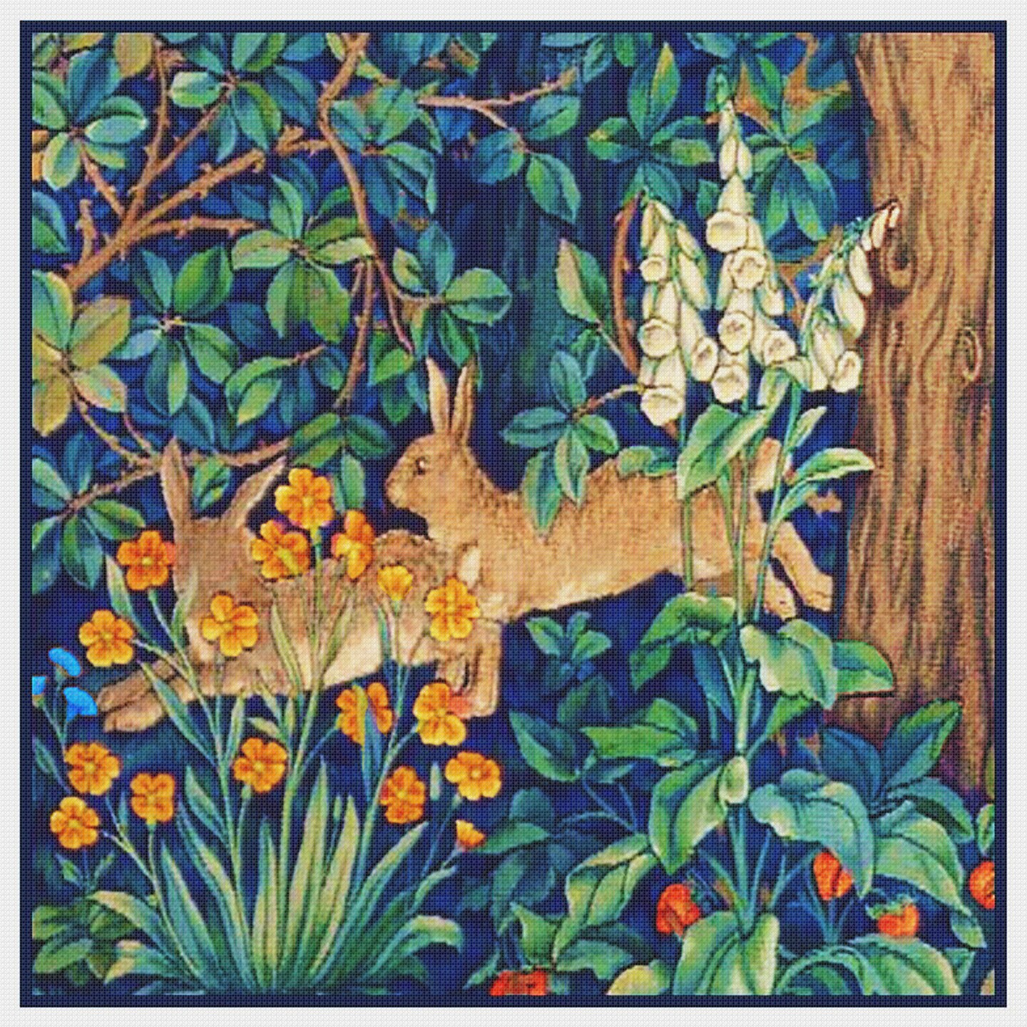 Forest Rabbits Design by William Morris and Company Counted Cross Stitch Pattern