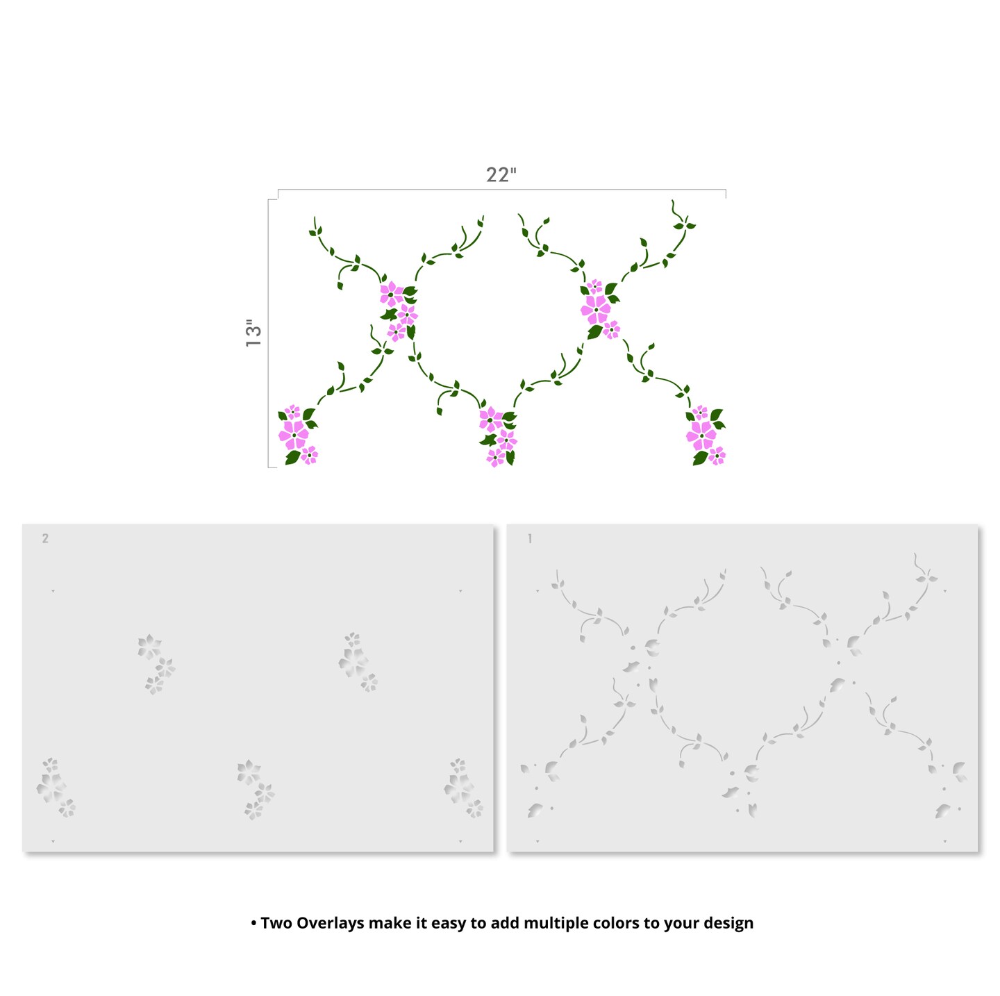 Flower Lattice Wall Stencil | 1058 by Designer Stencils | Floral Stencils | Reusable Art Craft Stencils for Painting on Walls, Canvas, Wood | Reusable Plastic Paint Stencil for Home Makeover | Easy to Use & Clean Art Stencil