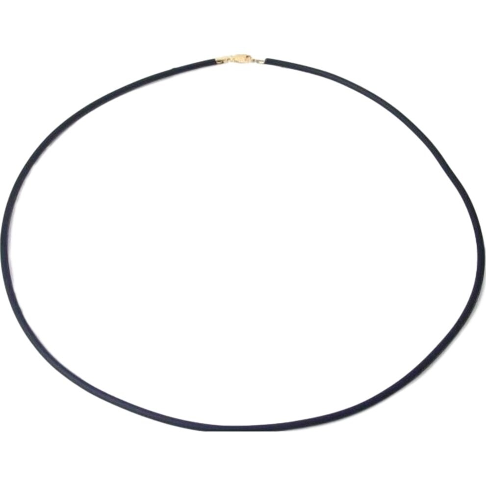 Black Rubber Cord Necklace Jewelry 14K Gold Clasp 18