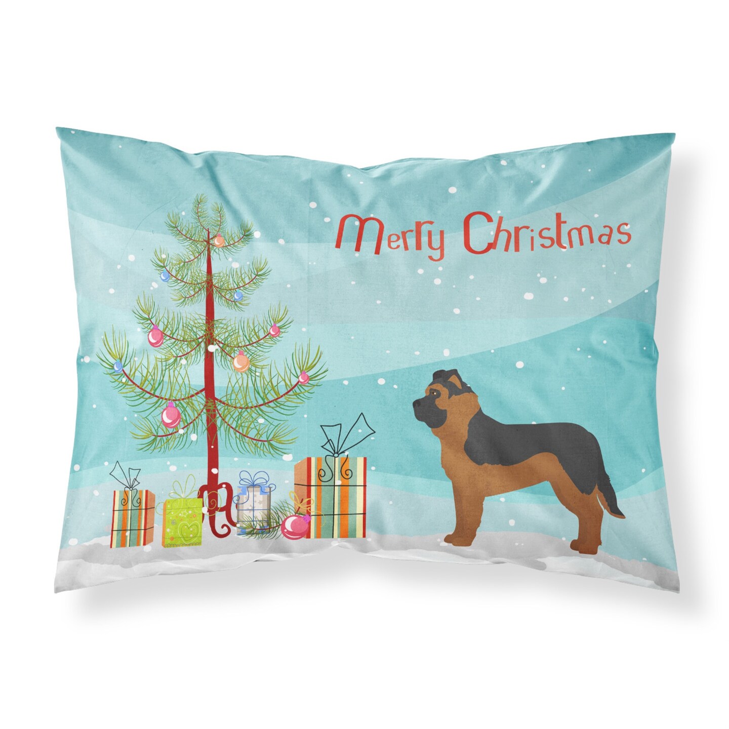 &#x22;Caroline&#x27;s Treasures Black German Shepherd Mastiff Mix Christmas Tree Fabric Standard pillowcases, Multicolor&#x22;