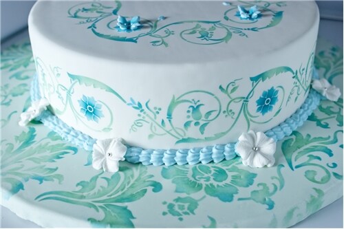 Flower Scroll Cake Stencil Top | C169 by Designer Stencils | Cake Decorating Tools |